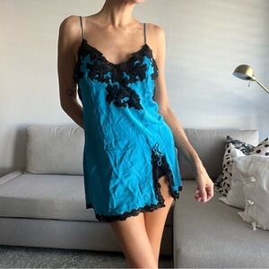 La Perla Maison Blue Silk Slip Dress